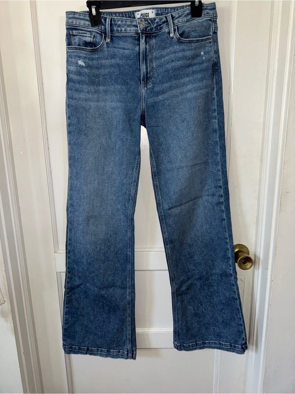 PAIGE Blue Flare Jeans - Mid Wash Wide Leg